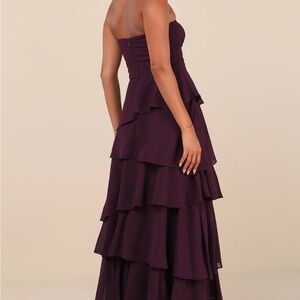 Lulu's Deep Purple Strapless Layered Dress